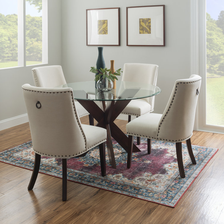 Lark Manor Alejoa 4Person 48” Round Glass Top Dining Set & Reviews